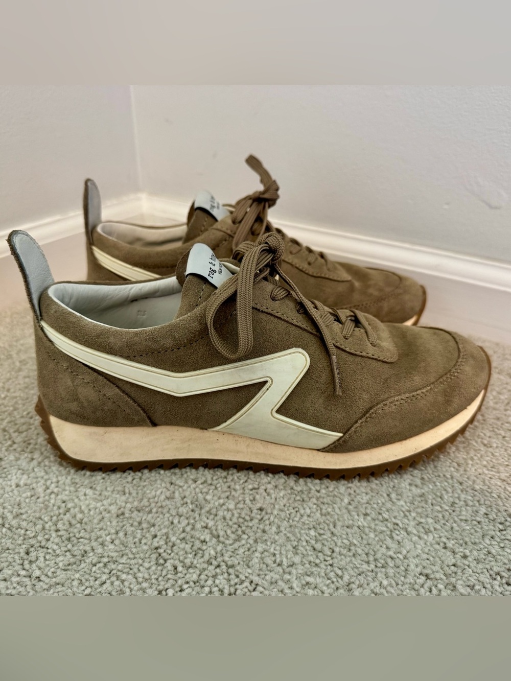 rag & bone Women’s Suede Retro Sneaker in Light Sand - Picture 7 of 8